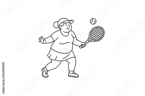 Hand drawn illustrations plus size individuals engaged in sport or fitness activities