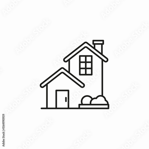 house with extension icon sign vector