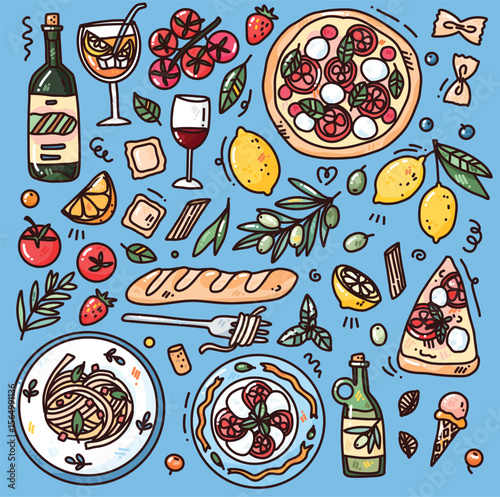 italian summer cartoon food