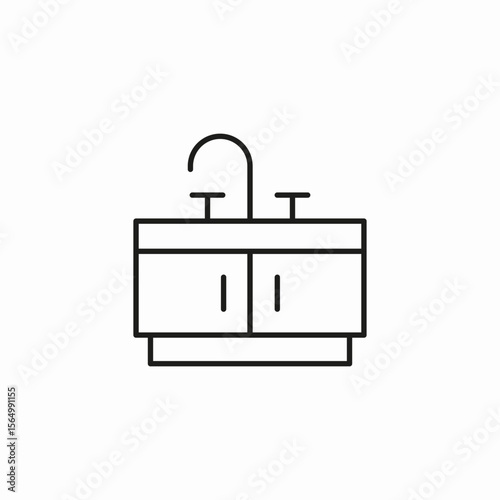 kitchen sink cabinet icon sign vector