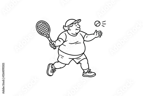 Hand drawn illustrations plus size individuals engaged in sport or fitness activities