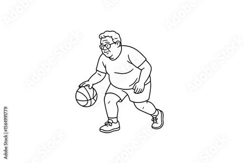 Hand drawn illustrations plus size individuals engaged in sport or fitness activities