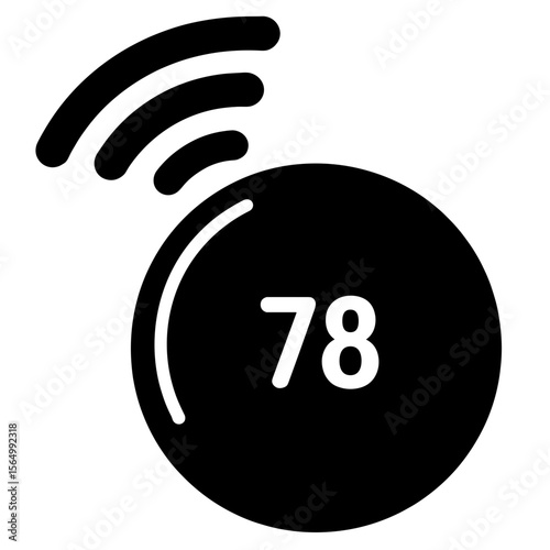 Smart Thermostat Icon with WiFi Signal, Connected Home Automation Concept