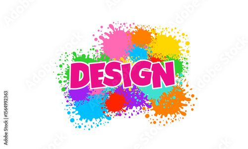 Creative word art design with vibrant paint splashes, ideal for posters, kids' art, fun events, or youth graphics. Playful and bold.