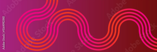 Modern pink abstract horizontal banner background with glowing geometric lines. Suitable for covers, brochures, presentations, pamphlets. vector