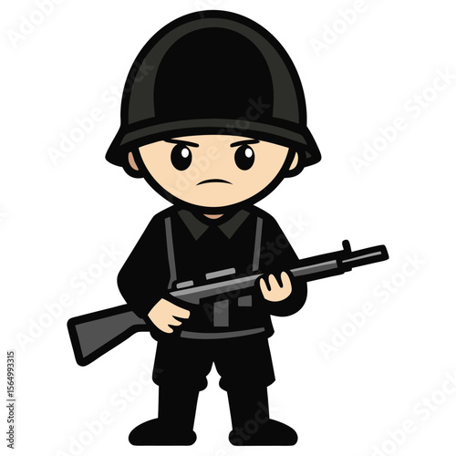 vector illustration of a cartoon boy soldier