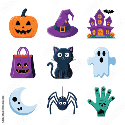 2d vector illustration Halloween t shirt icon design items ghost character Candles in carved pumpkin
