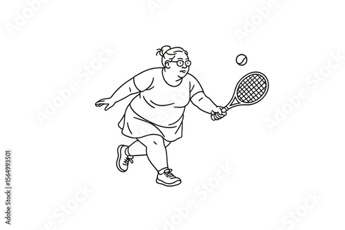 Hand drawn illustrations plus size individuals engaged in sport or fitness activities