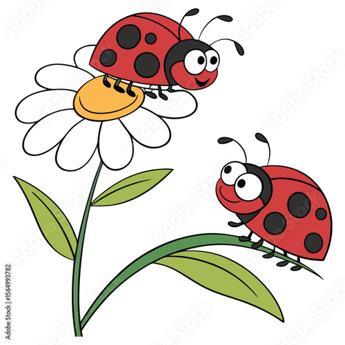 vector illustration of a ladybug on a flower