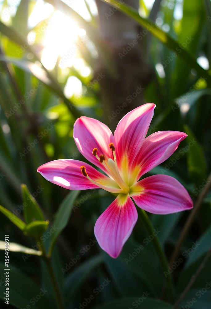 Fototapeta premium Künstlerische Makroaufnahme einer rosa Blüte mit Tropfen