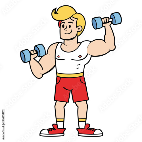young man lifting weights