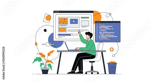 Creative Digital Artist Developing Innovative User Interface Designs for Modern Websites and Applications