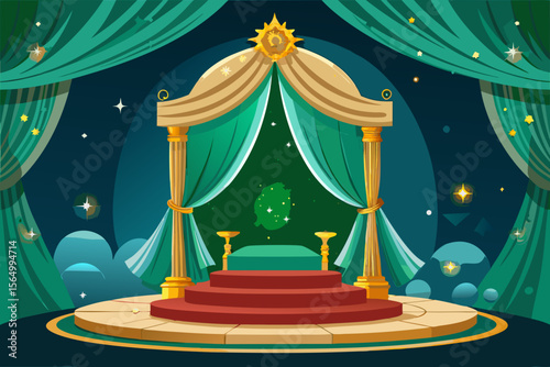 luxury royal stage scene emerald green gold shine elegant premium setup