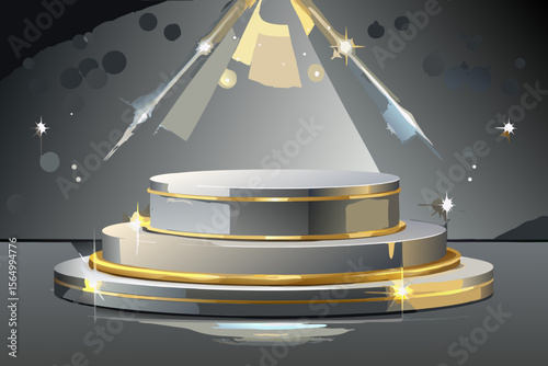 luxury vip gala podium silver base stage shine elegant premium bright