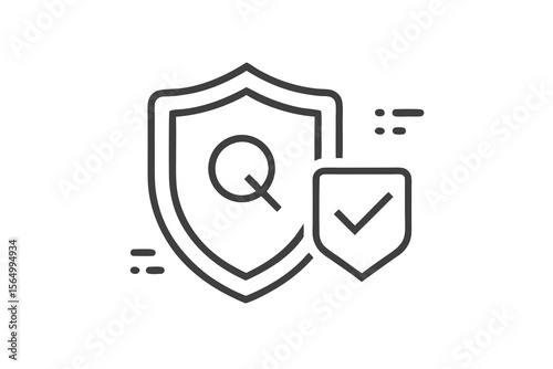 mono line qa icon shield checkmark secure symbol flat minimal line