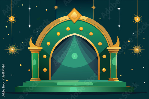 premium emerald royal arch stage support shine elegant luxury golden premium