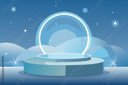 premium winter podium scene icy snow cold festive backdrop