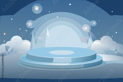 premium winter stage background snow scene frosty cold luxury setup