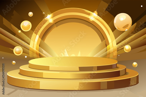 rich gold stage radial light beams elegant platform luxury display
