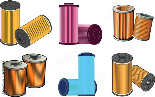 3D Vector Air Filter Set – Cylindrical Pleated Design with Rubber Caps. 