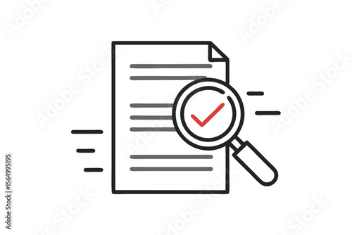 simple mono line inspection icon magnifying glass check outline minimal