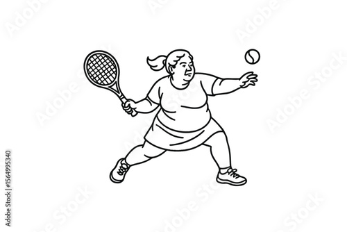 Hand drawn illustrations plus size individuals engaged in sport or fitness activities