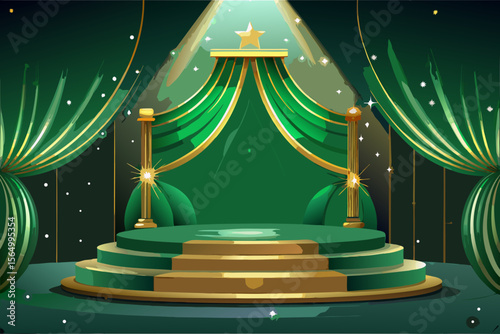 emerald green stage backdrop elegant royal luxury event