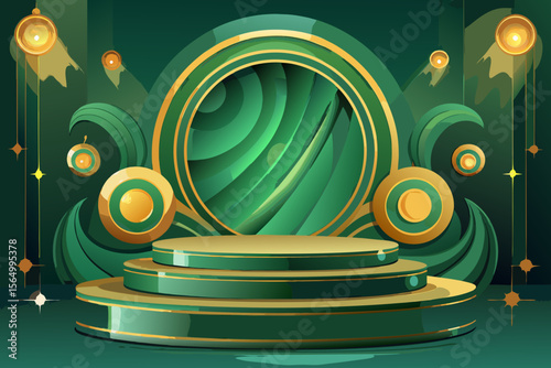 emerald green stage warm elegant backdrop luxury performance