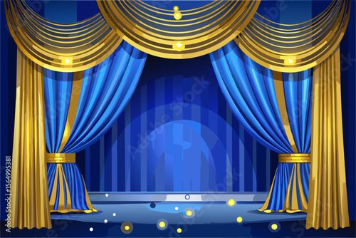 blue gold elegant stage backdrop luxury event royal