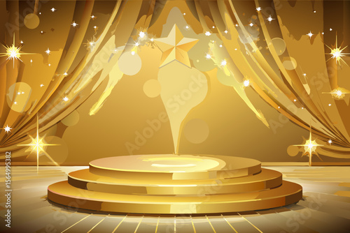 gold stage backdrop elegant soft glow luxury event