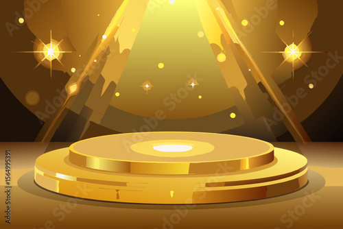 golden stage round spotlight elegant luxury event display