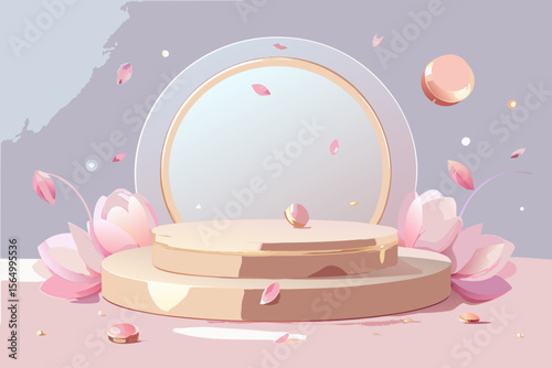 elegant spring podium rose scene display luxury flower nature pastel