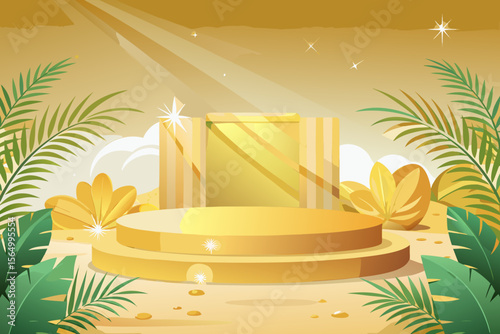elegant summer stage display spotlight floral gold shine bright light