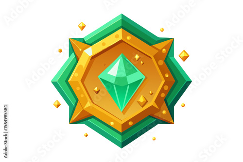 emerald gold luxury jewel badge icon symbol elegant shiny modern