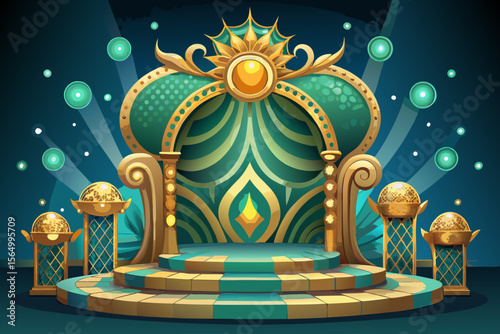 ornate emerald gold stage setup elegant luxury scene event gala