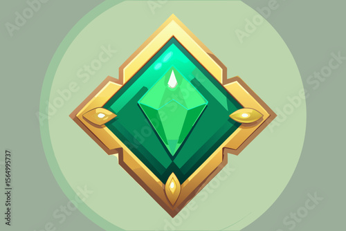 ornate emerald jewel icon gold badge shine classic luxury display
