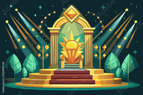 ultimate emerald gold luxury stage scene elegant podium background light