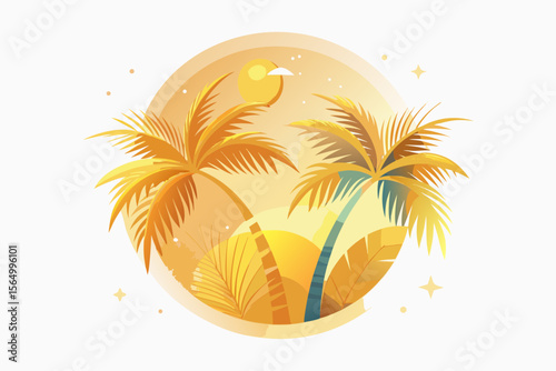 premium tropical summer overlay gold bright lively colorful design
