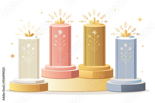 season elegant podium series rose gold floral decoration design