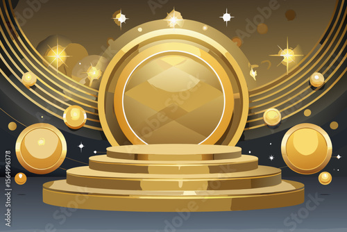 elegant stage background layered gold decoration theatrical drama setting