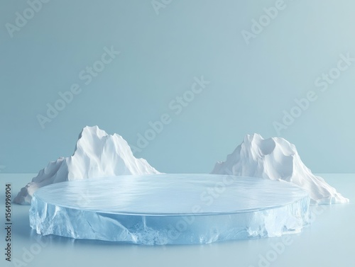 pixel perfect picture of Ice of sheet or podium for product showcase display on empty background.mockuppromotion sale banner presentation. high detail 8k