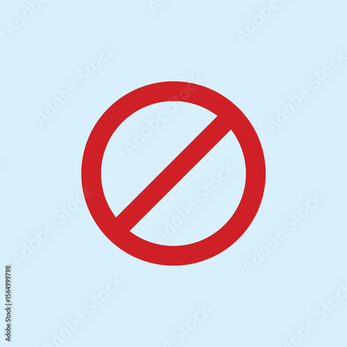 A red prohibition symbol on a light blue background, suitable for warning signs, prohibited information, or signs that should not be done in various visual contexts.