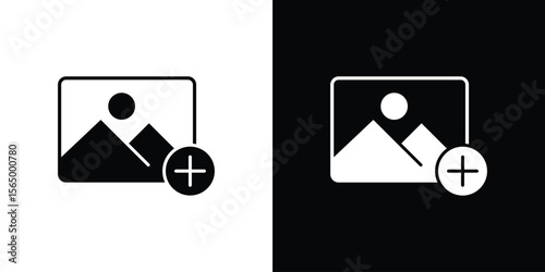 Add photos icon silhouette vector flat illustration design pack.