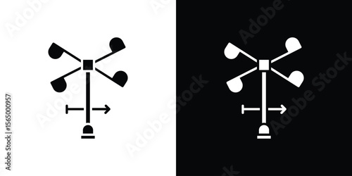 Anemometer icon silhouette vector flat illustration design pack.
