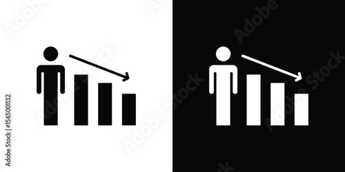 Attrition icon silhouette vector flat illustration design pack.