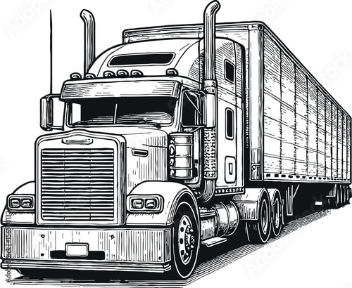 Flat-Front Semi-Truck Vector Illustration - Modern Transport Design
