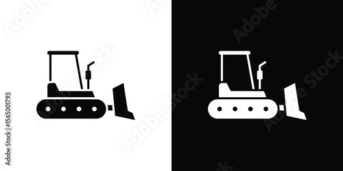 Bulldozer icon silhouette vector flat illustration design pack.