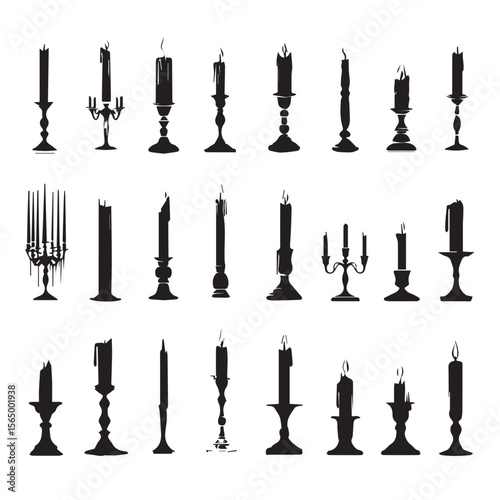 set of black silhouettes of candles