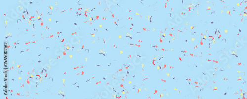 Light blue background with small, colorful, abstract shapes scattered across the surface.