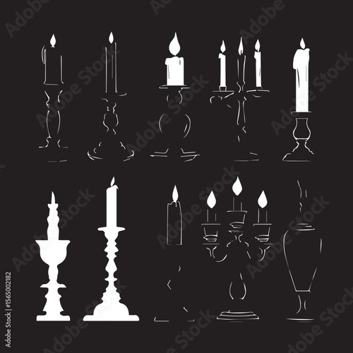 set of black silhouettes of candles